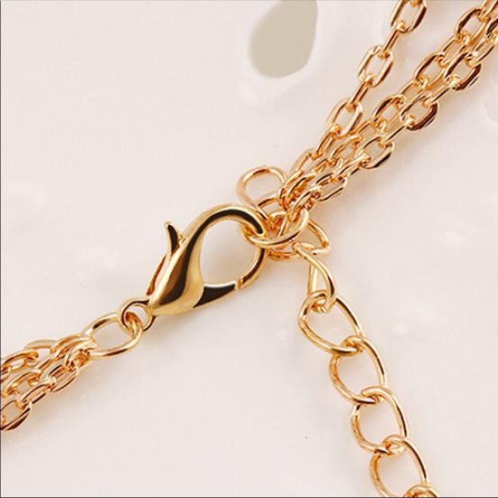 Yellow Gold Plated Rhinestone Choker - Picture 4 of 4
